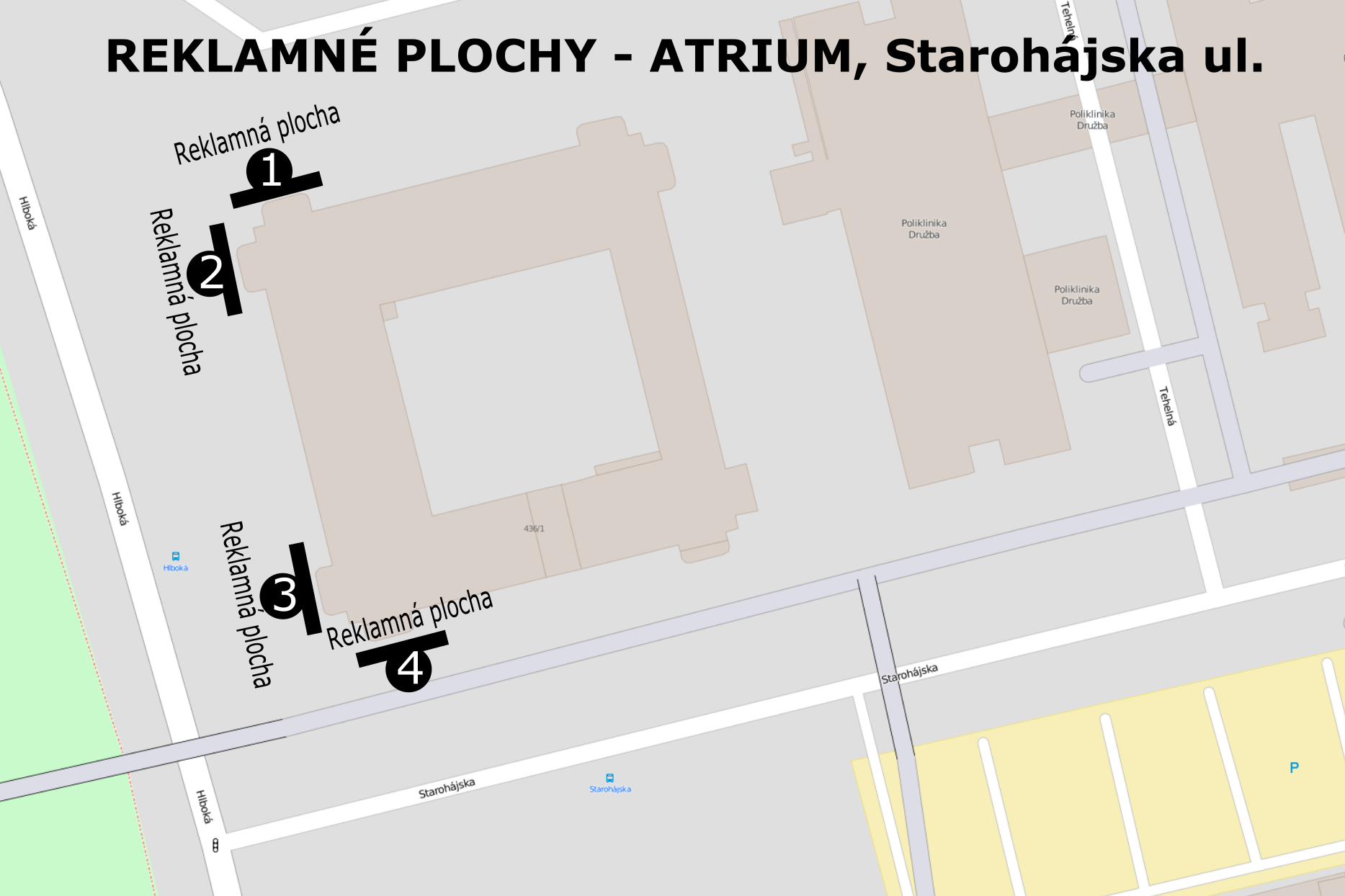 Reklamne plochy ATRIUM Starohajska ul. Trnava